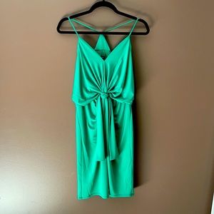 Green wrap front dress